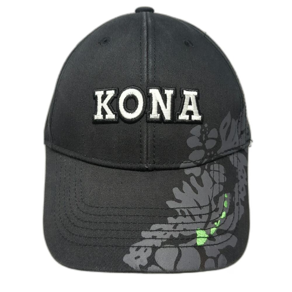 Hawaiian Headwear Baseball Cap Black One Size Kona Hawaii Flag Floral Side Hat
